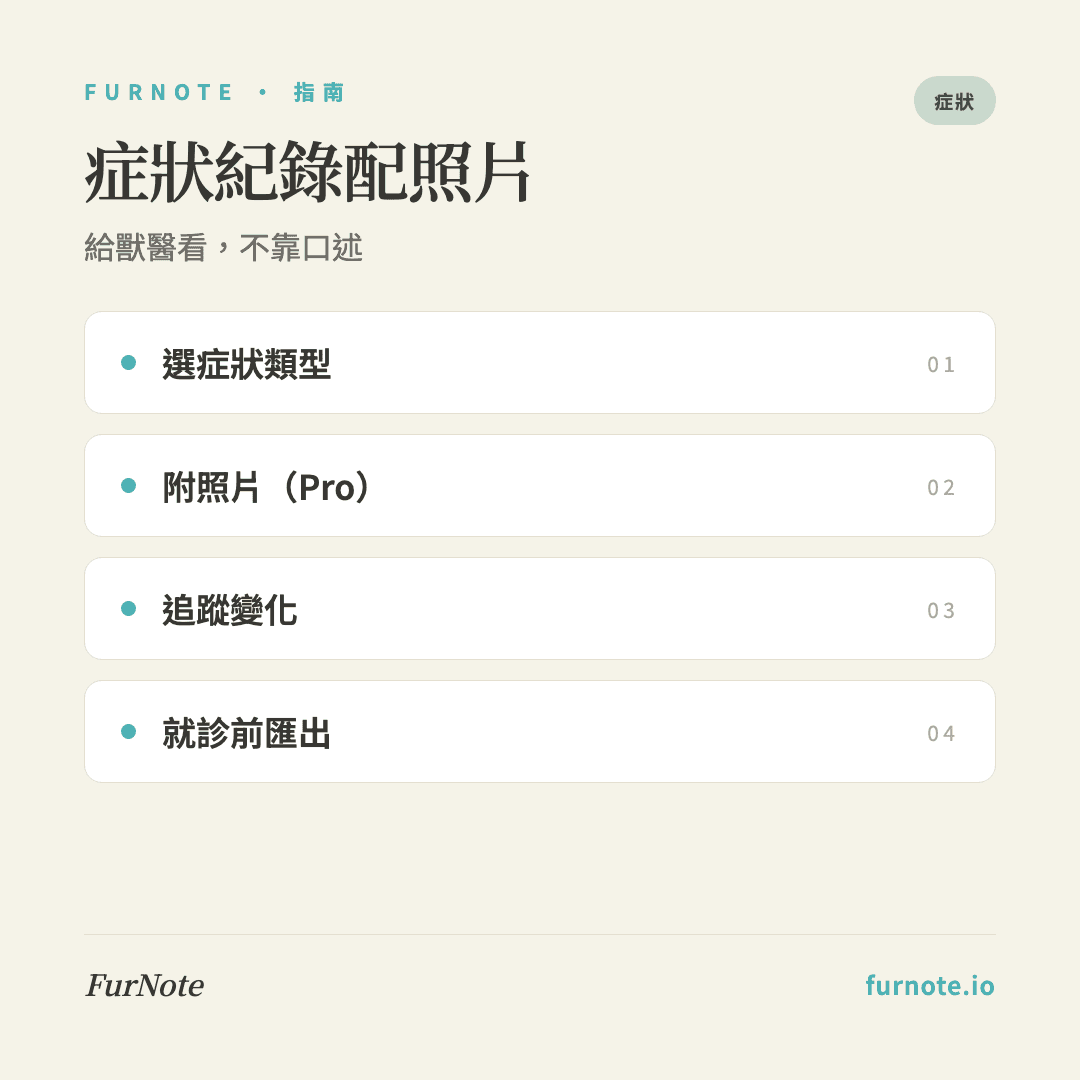 毛孩異狀怎麼紀錄?FurNote 症狀紀錄 + 照片附件教學